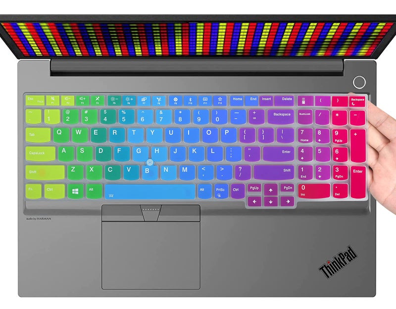 CaseBuy Colorful Keyboard Cover for 15.6" Lenovo ThinkPad E15 Gen 4/3/2 T15 T15p T15g L15 Gen 2 1 P51s P52 P52s P53 P72 P73/ThinkPad E580 E590 E595 L580 L590/ThinkPad T570 T575 T580 T590, Rainbow - Image 1